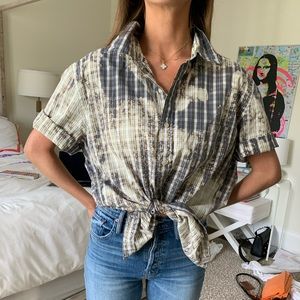 Vintage plaid bleached button down